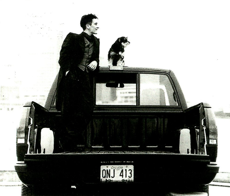 Lang with her dog, Jillian, in the Chevrolet 454 SS on the waterfront in Vancouver, B.C.
